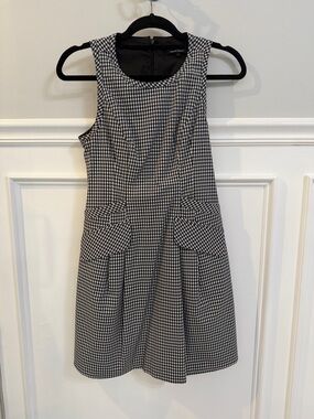 Nanette Lepore Black and White Gingham Sleeveless Fit-and-Flare Dress
